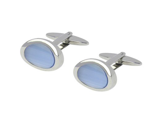 TN-1101R Light Blue Cat Eye Stone Female Cufflinks